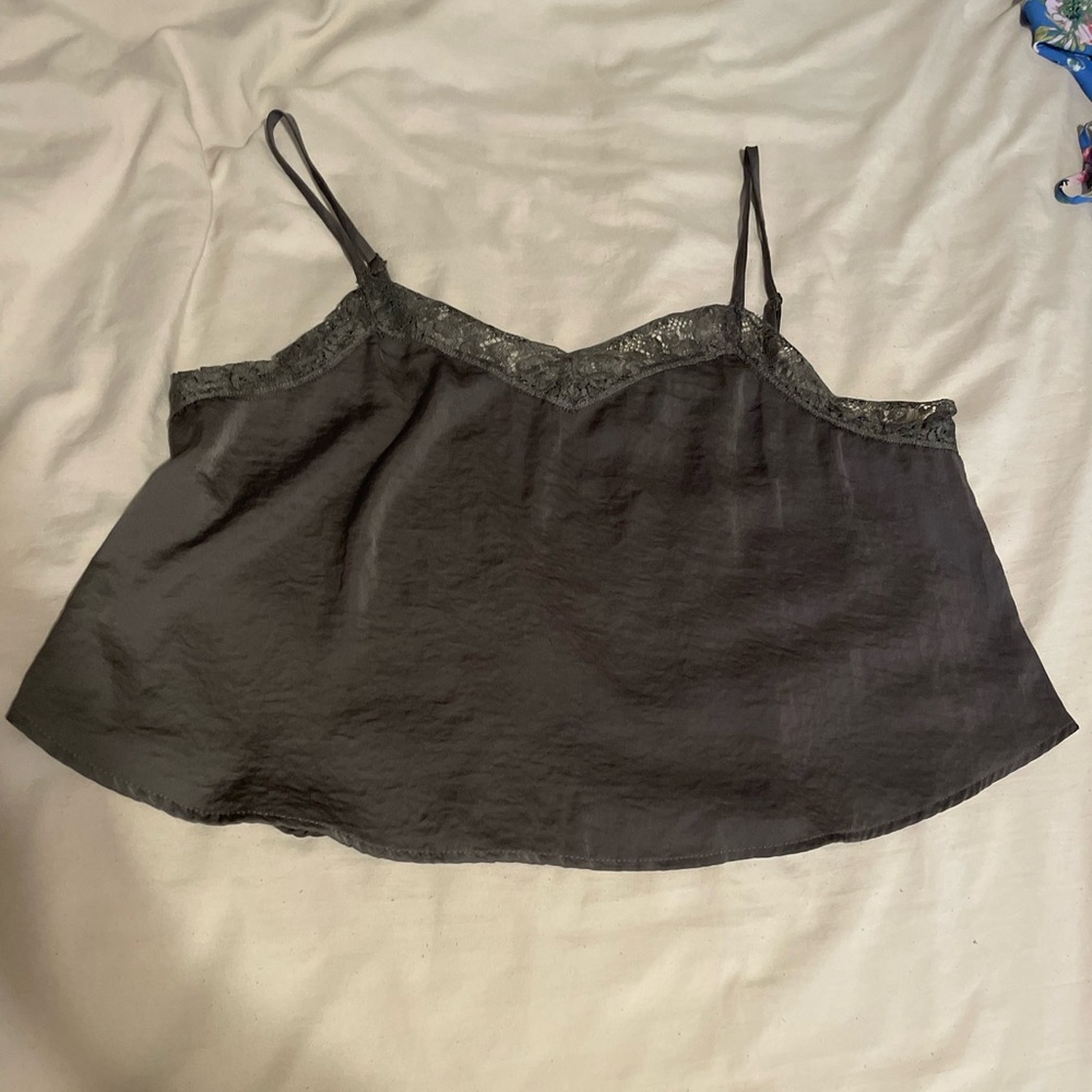 Green silky and flowy crop top